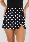 NEW220726 Zwarte Polkadot Skort met Split en Stretch