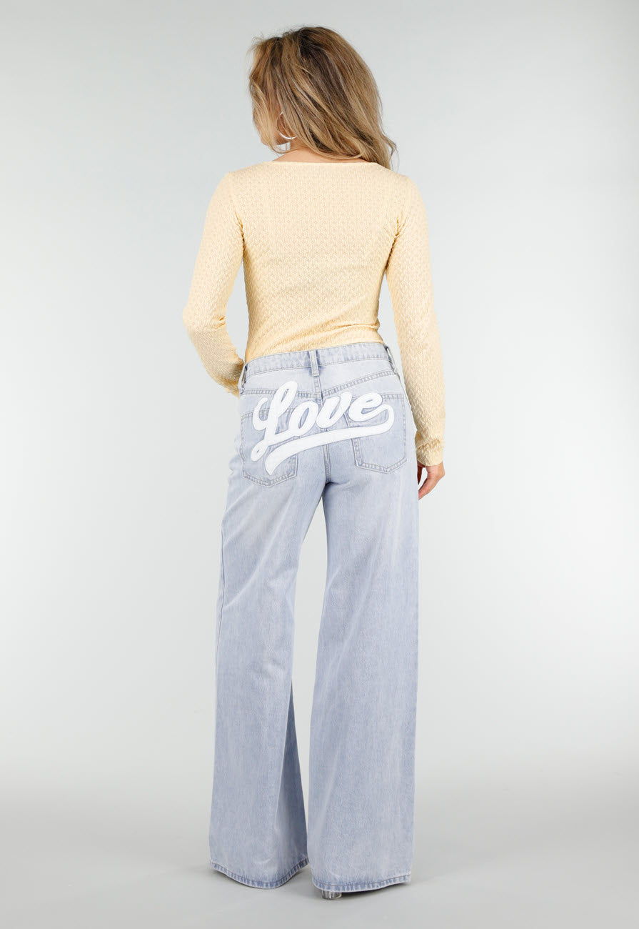 Butter Yellow Stretch Top met Lange Mouwen en Vierkante Hals