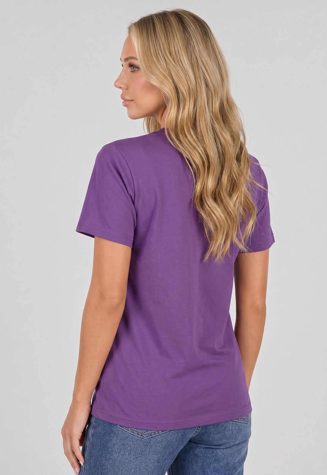 Donker Paars Basic T-Shirt met Lichte Stretch
