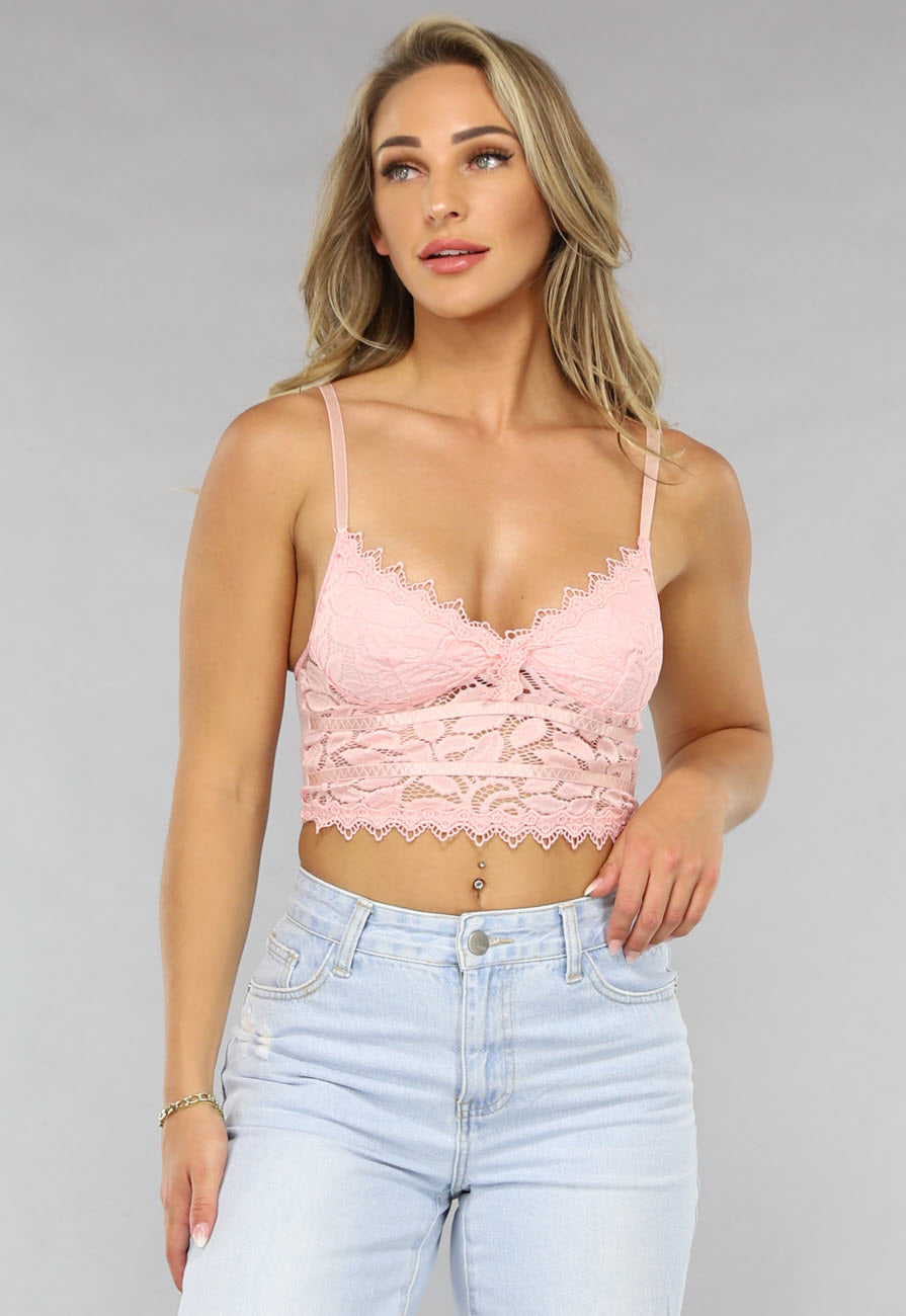 Kanten Crop Top in Babyroze
