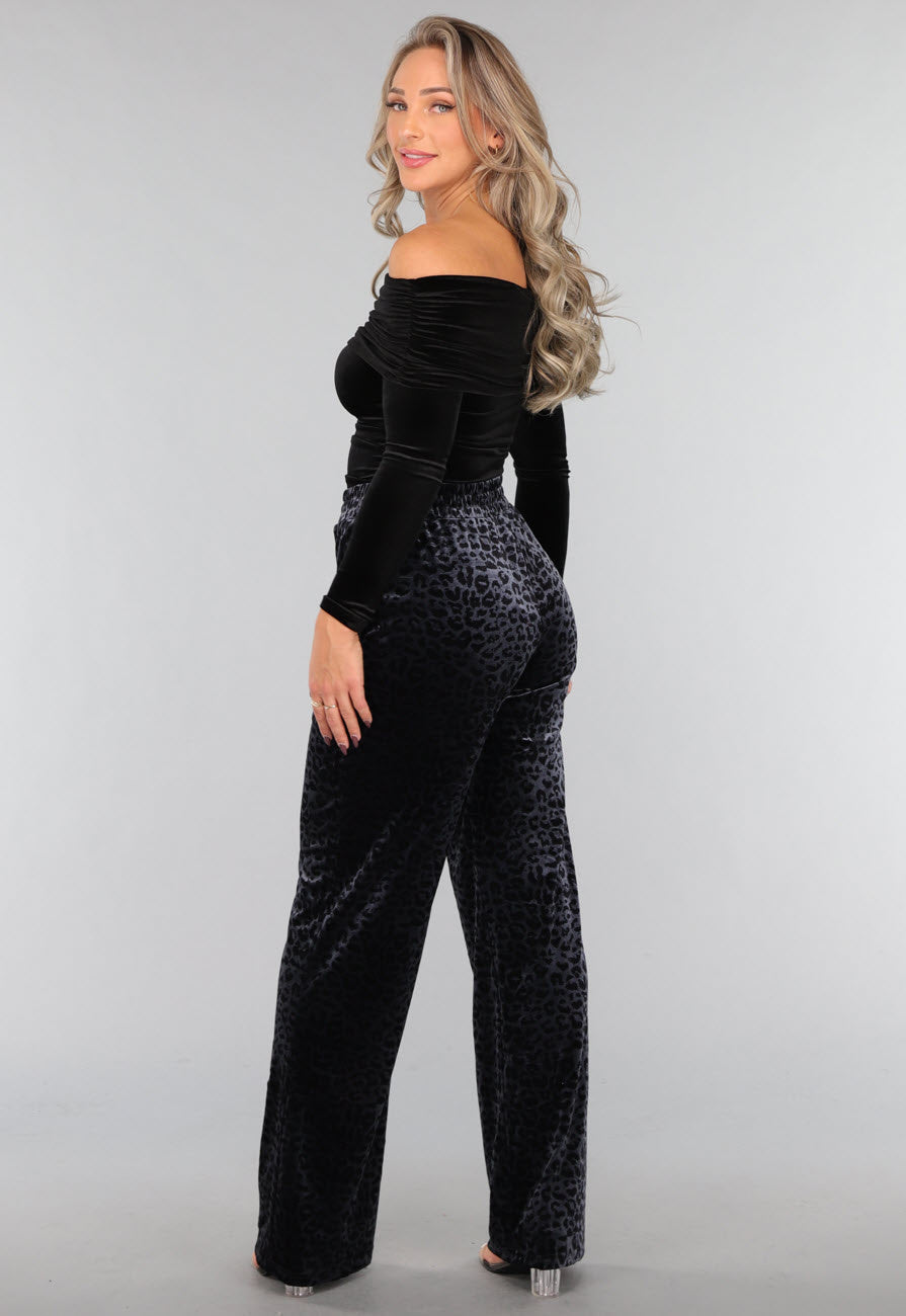 Zwart Velvet Off Shoulder Topje