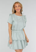 Mintgroene Two Piece Set met Ruches en Embroidery details