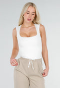 Witte Body met Vierkante Hals en Brede Bandjes