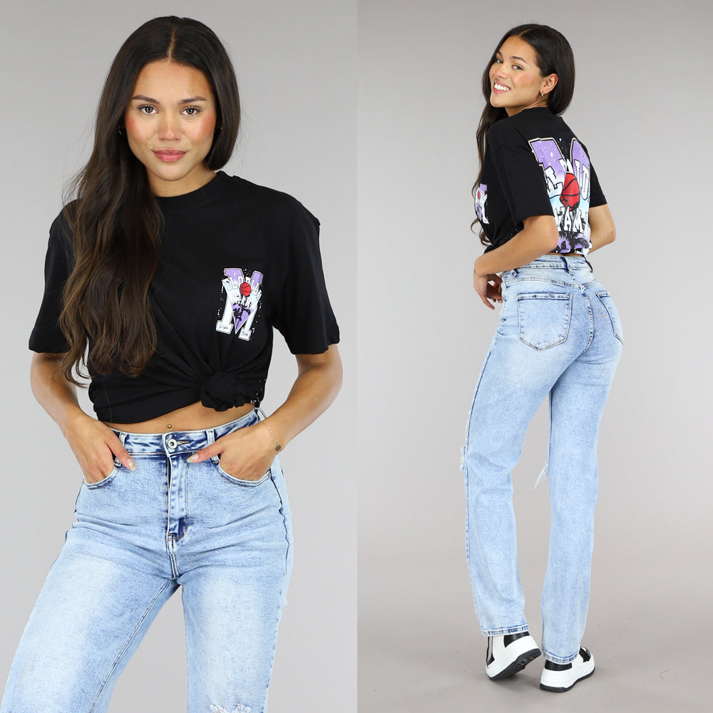 Zwart Oversized Basketbal T-Shirt