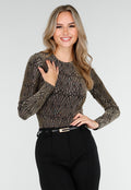 Gouden Body met Print en Lange Mouwen